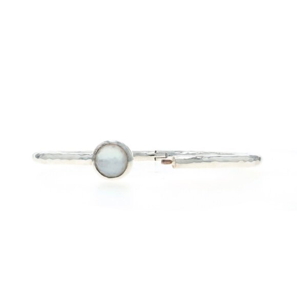 Ippolita Quartz over Mother of Pearl Station Bangle Bracelet 7" - Sterling 925 - Picture 4 of 6